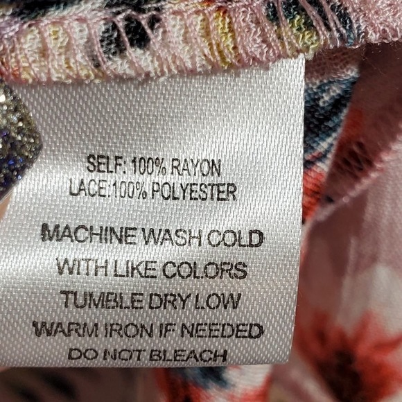 Indigo Rose Tropical Floral Crocheted lace Trim kimono wrap plus 2x - Picture 5 of 7